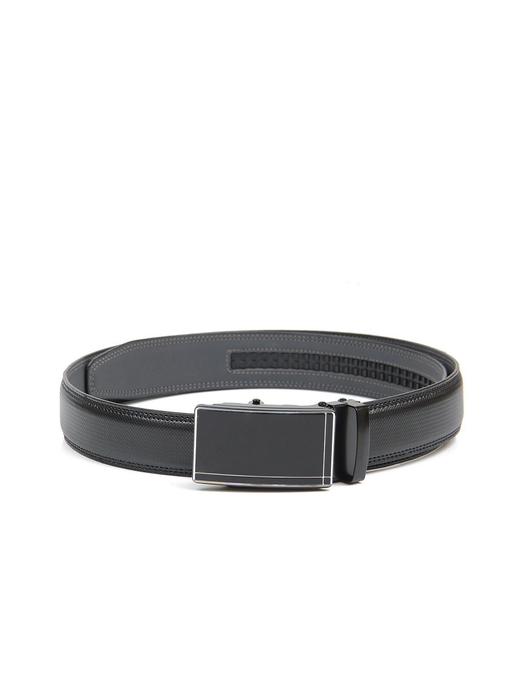

Calvadoss Men Black Textured No Holes Belt