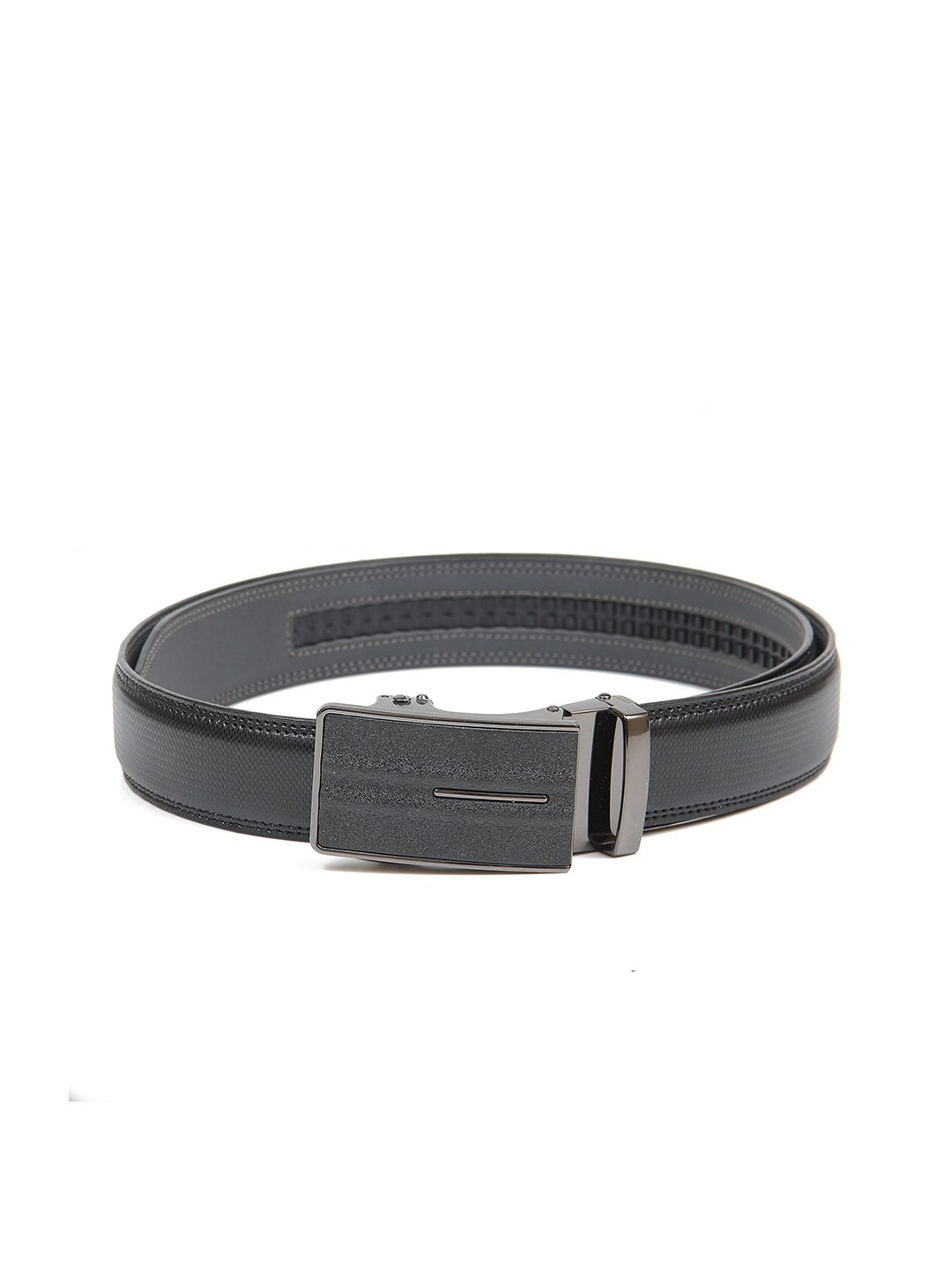 

Calvadoss Men Black Textured No Holes Belt