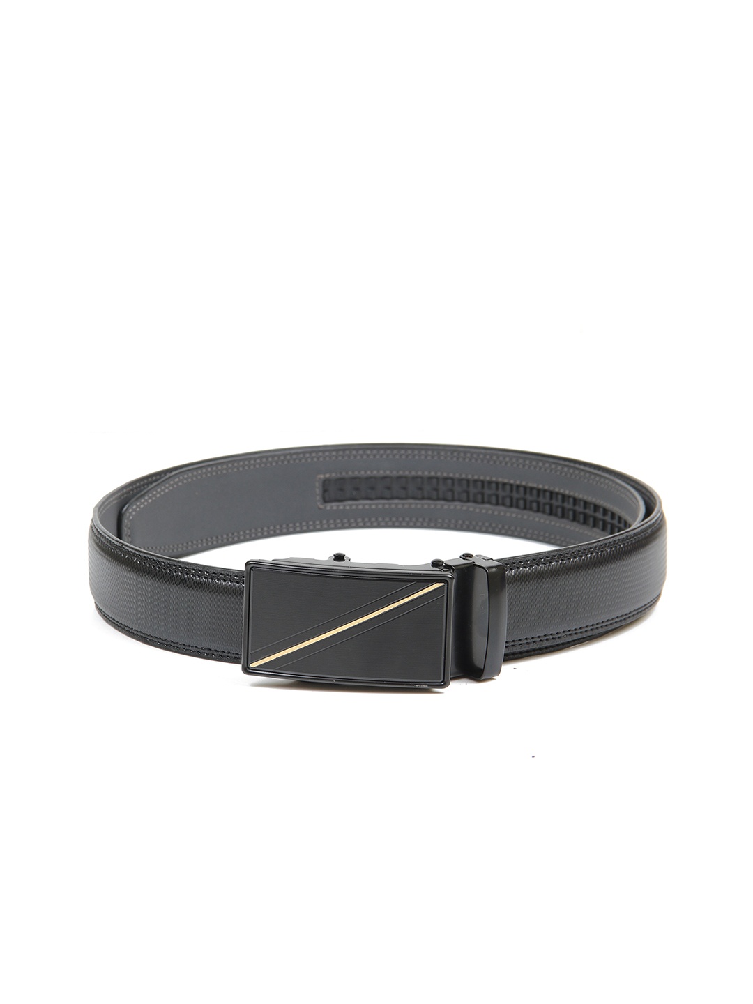 

Calvadoss Men Black Textured No Holes Belt