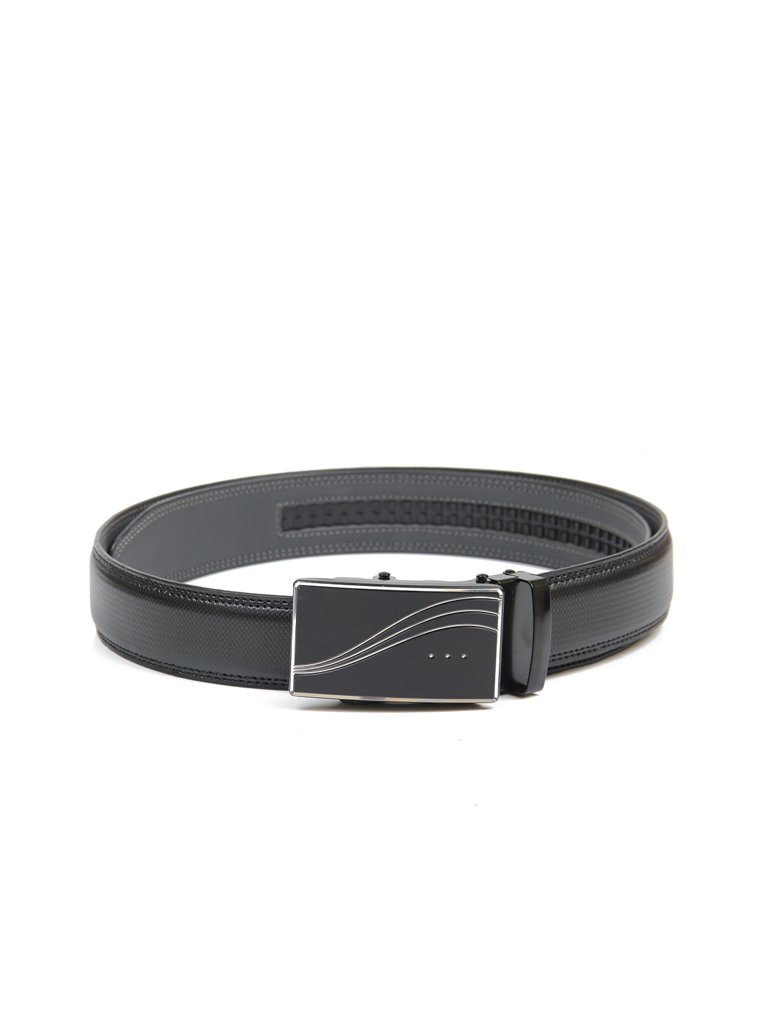 

Calvadoss Men Black Textured No Holes Belt