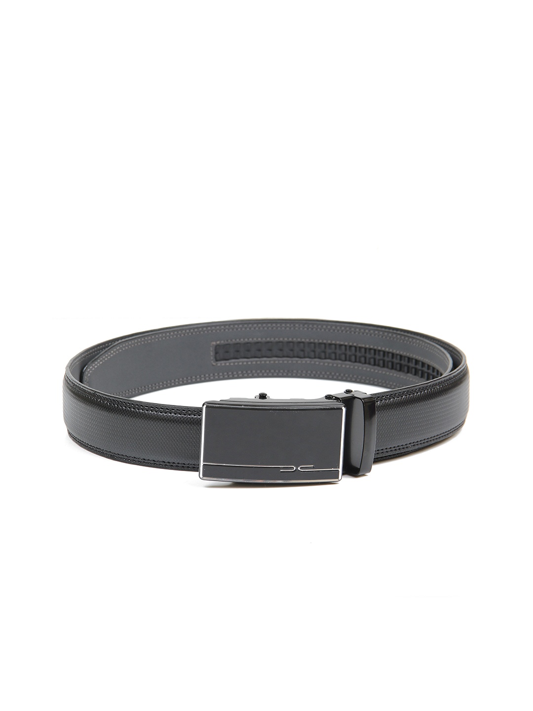 

Calvadoss Men Black Textured No Holes Belt