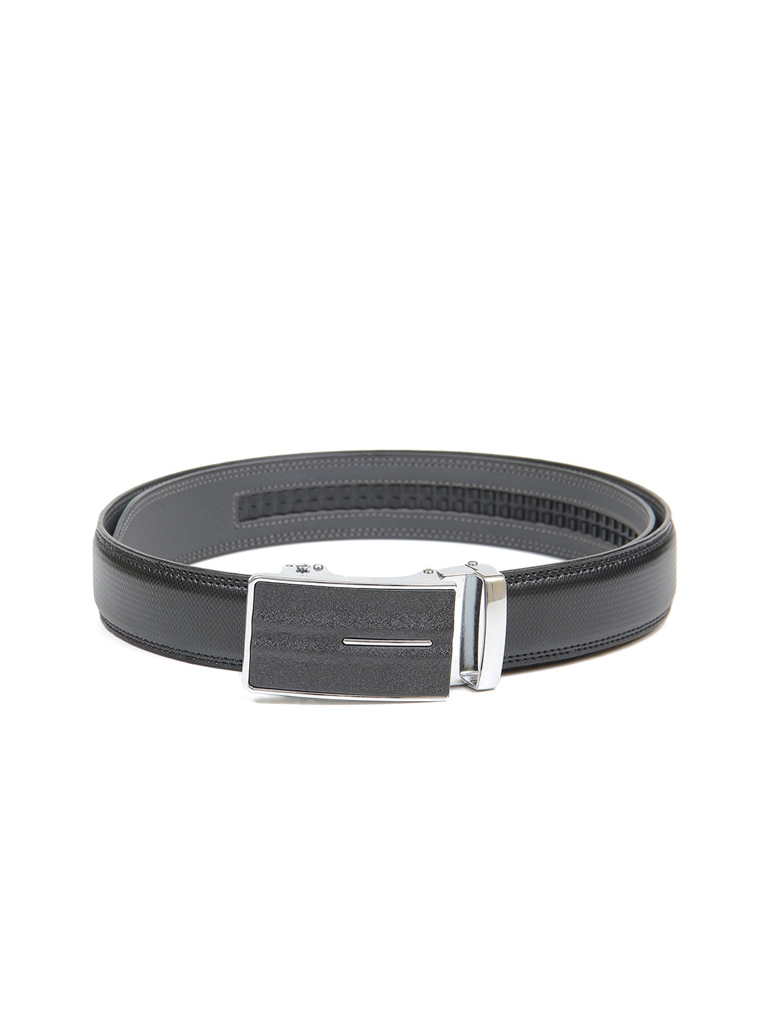 

Calvadoss Men Black Textured No Holes Belt