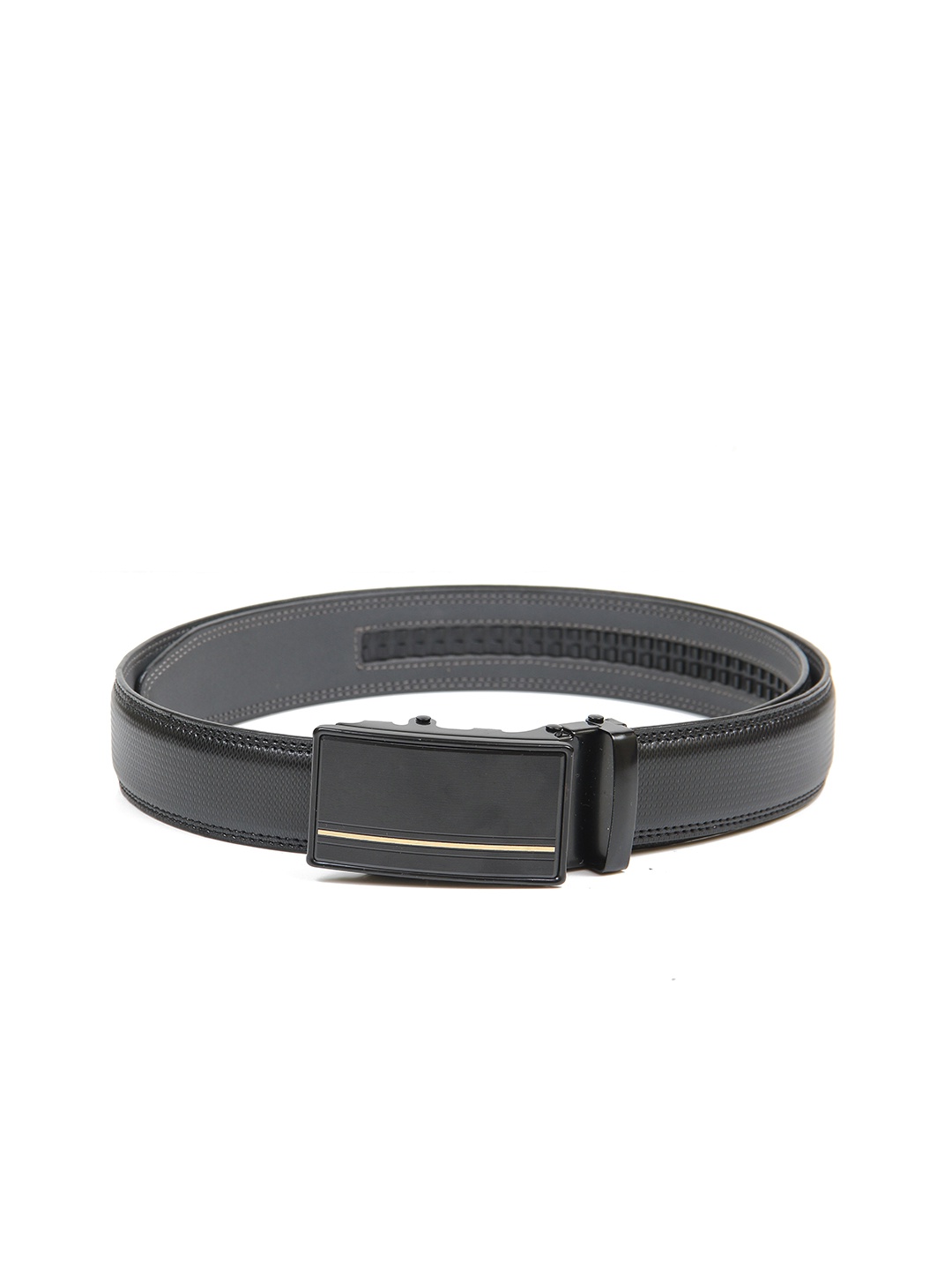 

Calvadoss Men Black Textured No Holes Belt