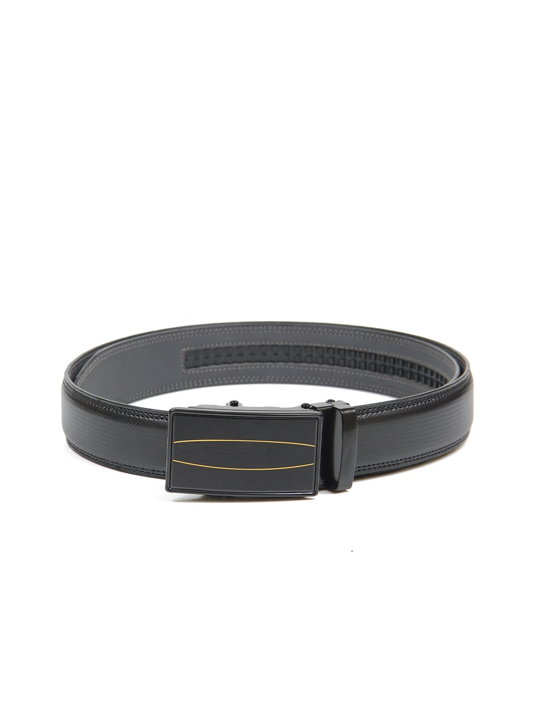 

Calvadoss Men Black Textured No Holes Belt