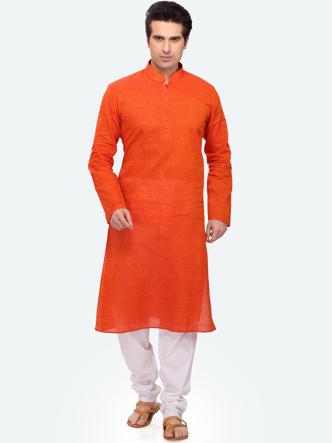

RG DESIGNERS Men Orange Regular Kurta with Pyjamas