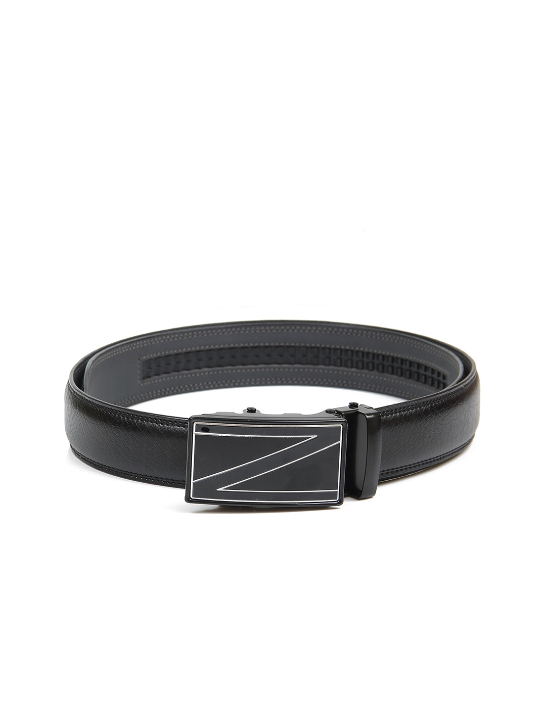 

Calvadoss Men Black Textured No Holes Belt