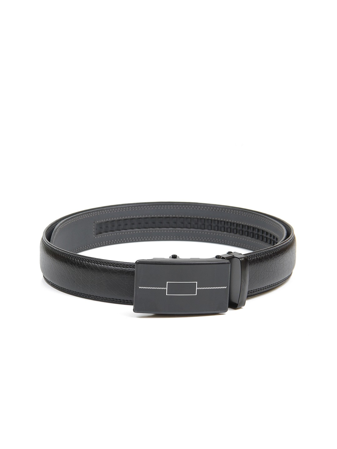 

Calvadoss Men Black Textured No Holes Belt