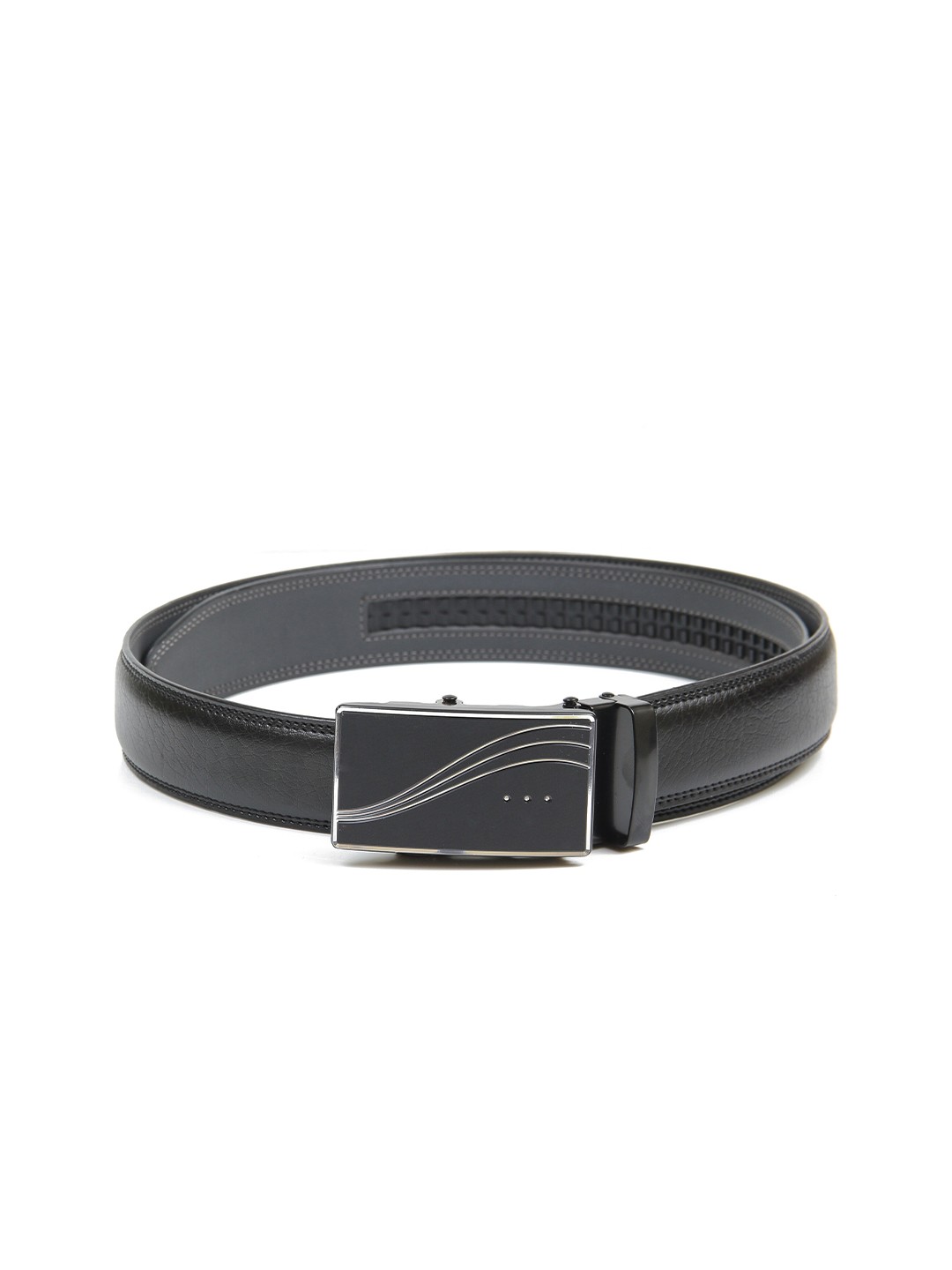 

Calvadoss Men Black Textured No Holes Belt