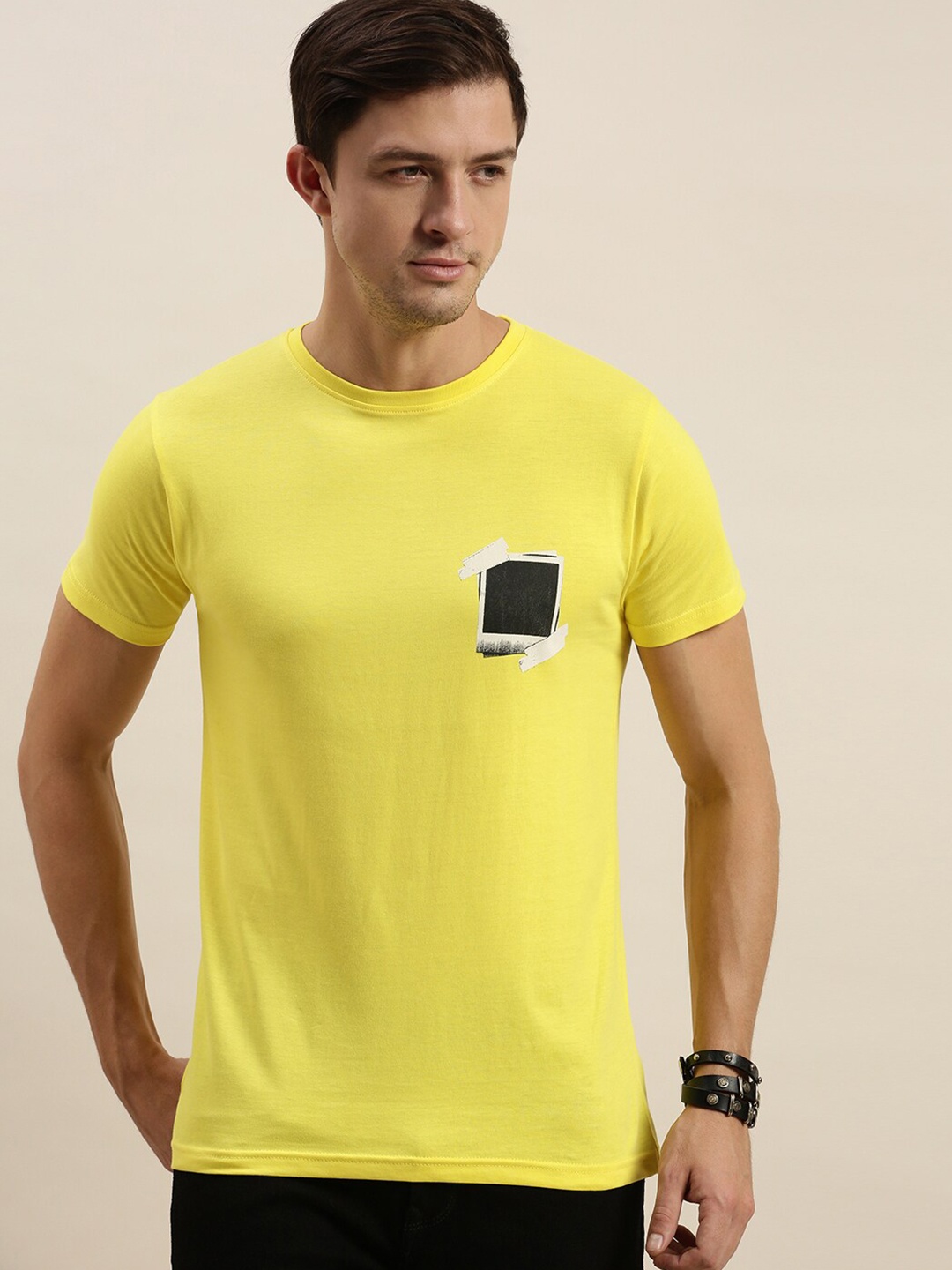 

Difference of Opinion Men Yellow Typography Printed Pure Cotton T-shirt