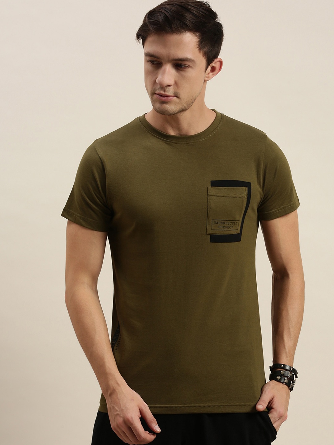 

Difference of Opinion Men Olive Green Pockets T-shirt