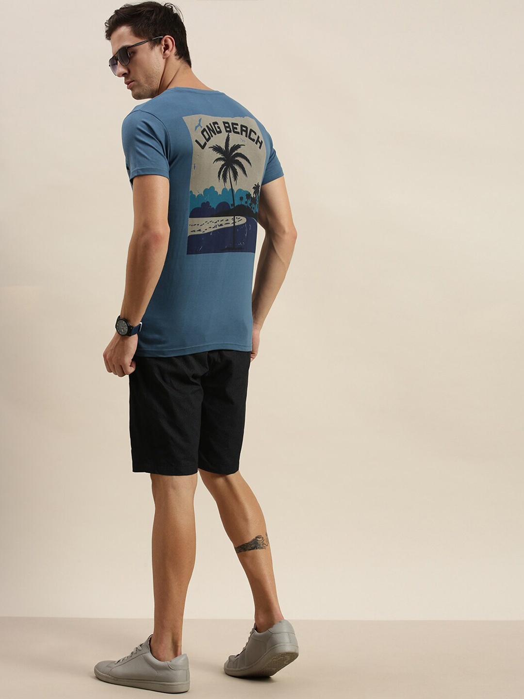 

Difference of Opinion Men Blue Typography Printed Tropical Pockets T-shirt