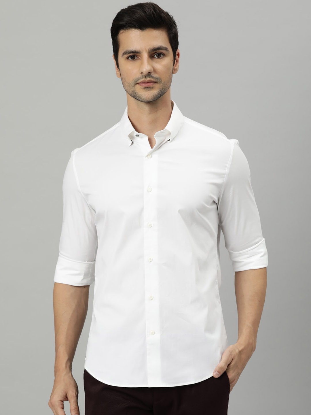 

RARE RABBIT Men White Slim Fit Opaque Casual Shirt