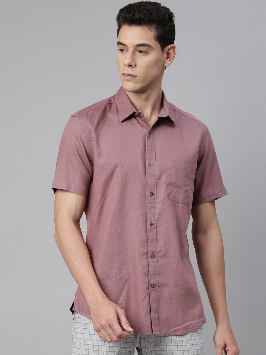 

RARE RABBIT Men Mauve Slim Fit Opaque Casual Shirt