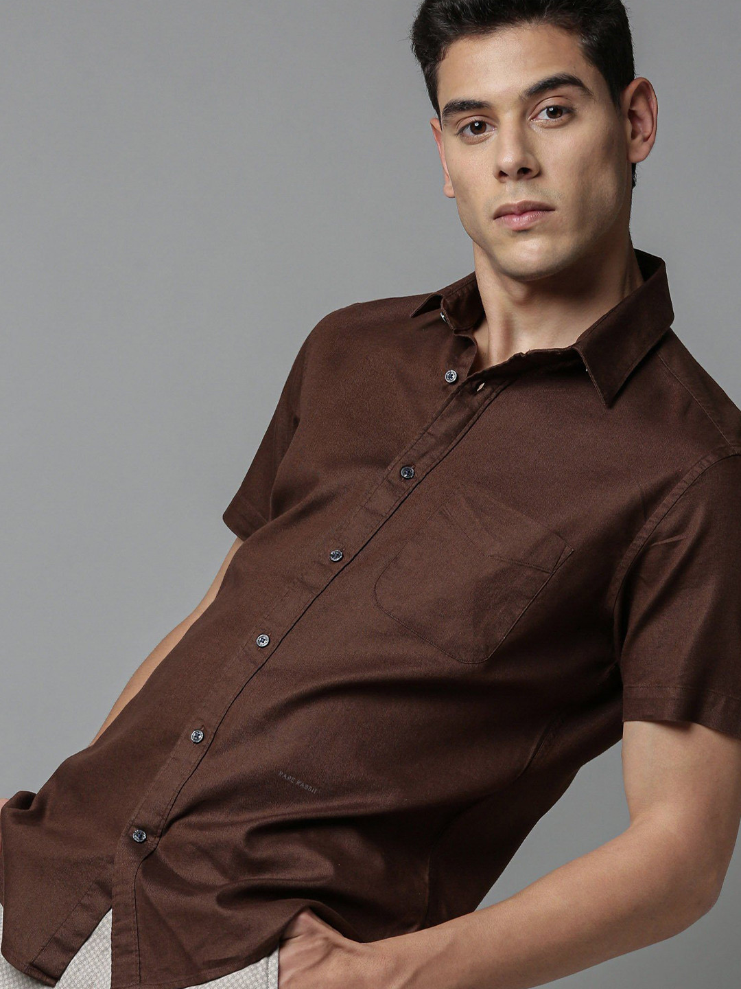 

RARE RABBIT Men Maral R Slim Fit Opaque Shirt, Brown