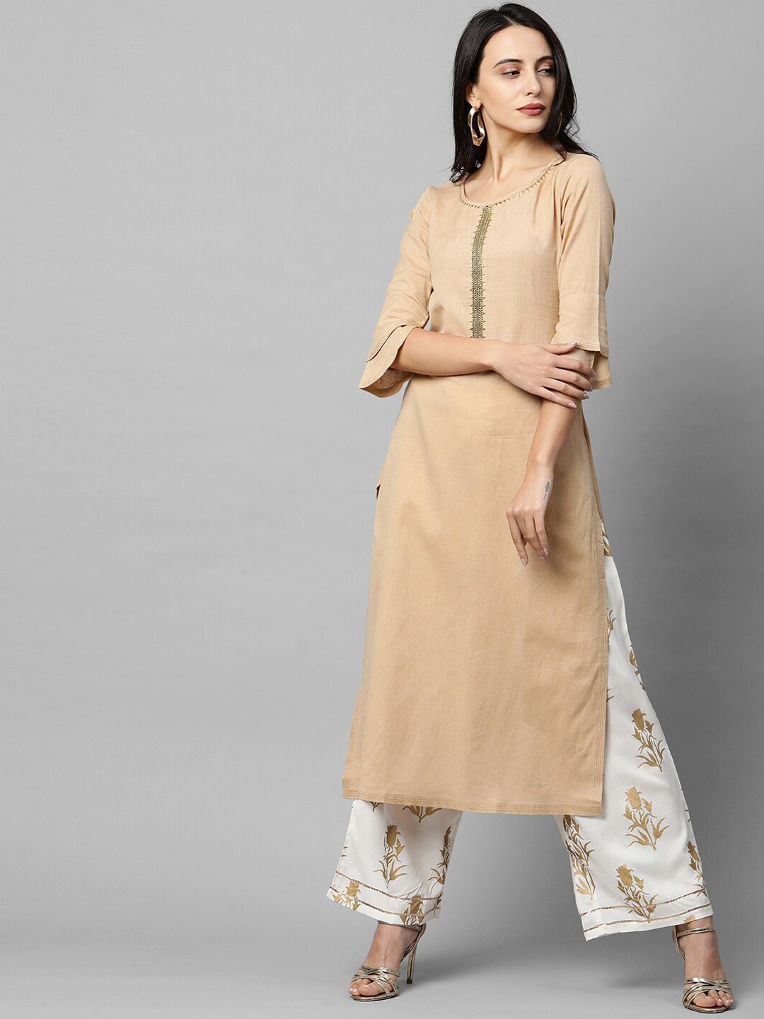 

FASHOR Women Beige Kurta
