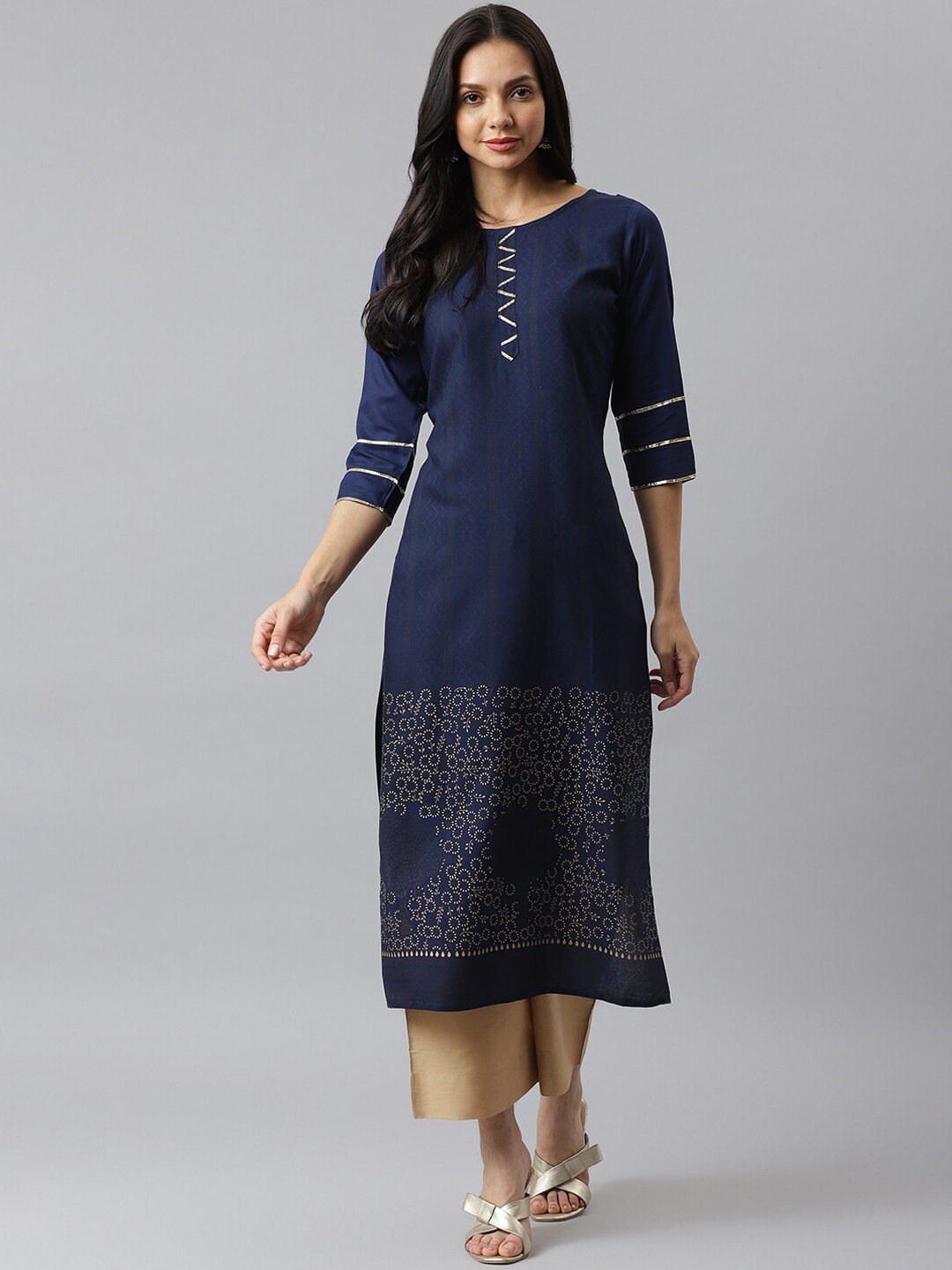 

Stylum Women Navy Blue Geometric Printed Kurta