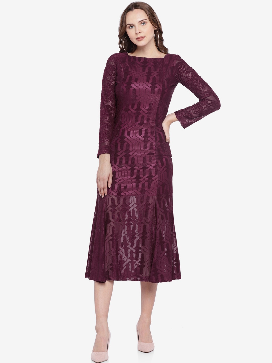 

Emmyrobe Purple A-Line Midi Dress