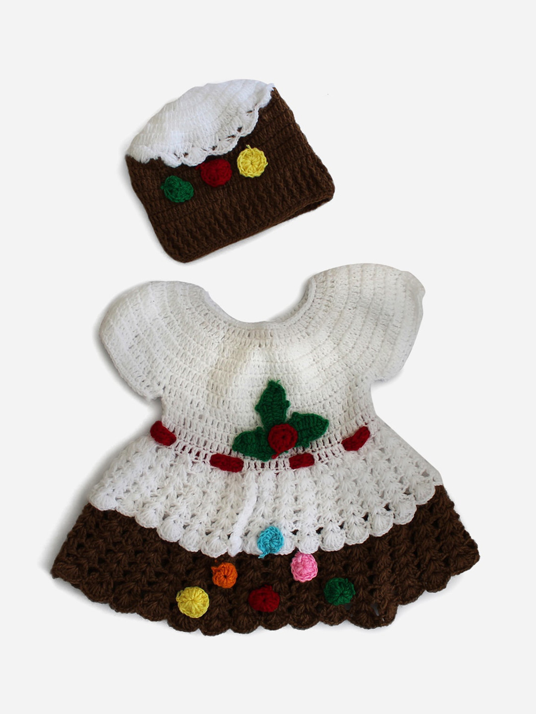 

Woonie Girls White & Brown Dress