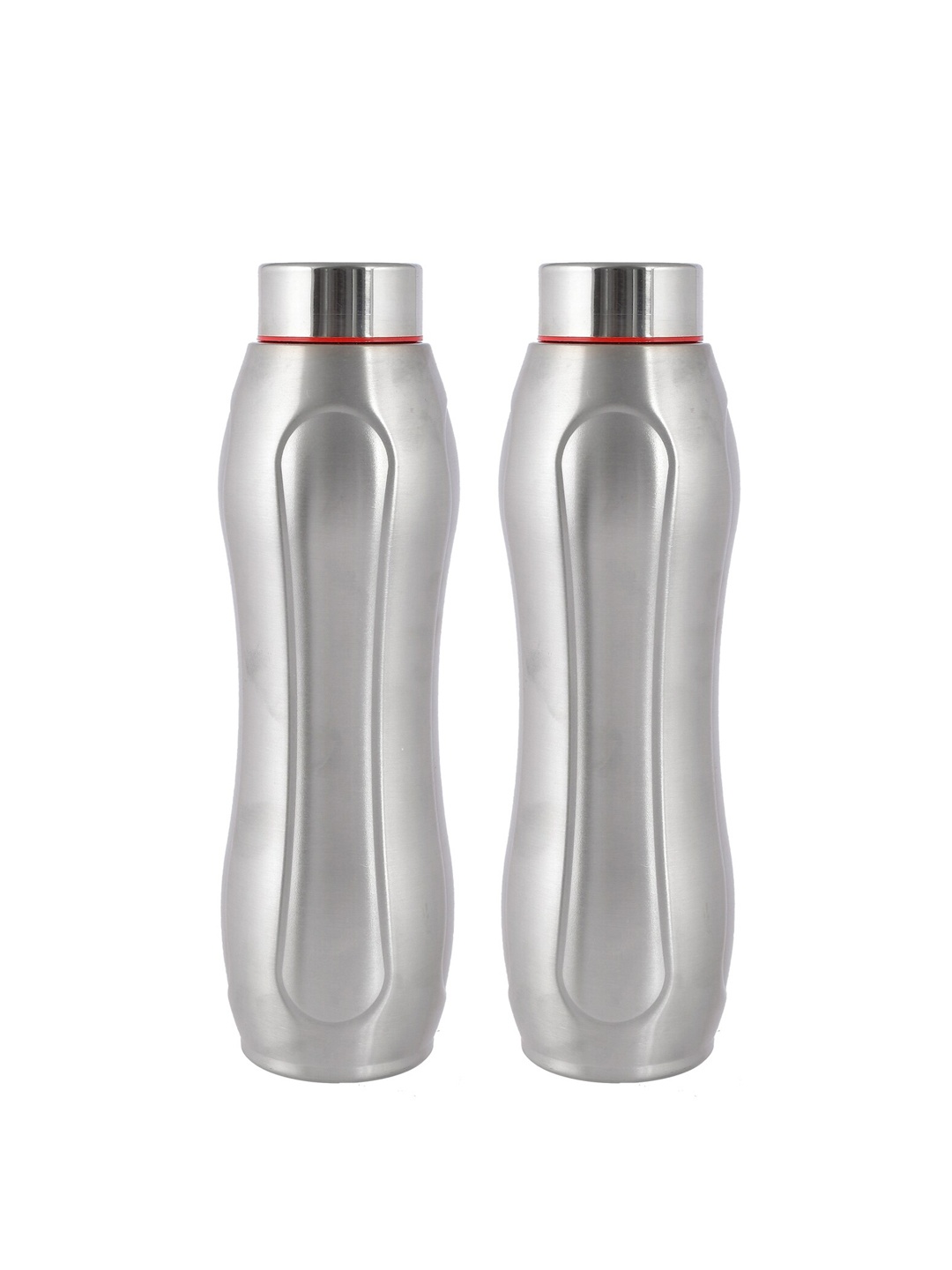 

Kuber Industries Set Of 2 Silver-Toned Solid Stainless Steel Water Bottle s
