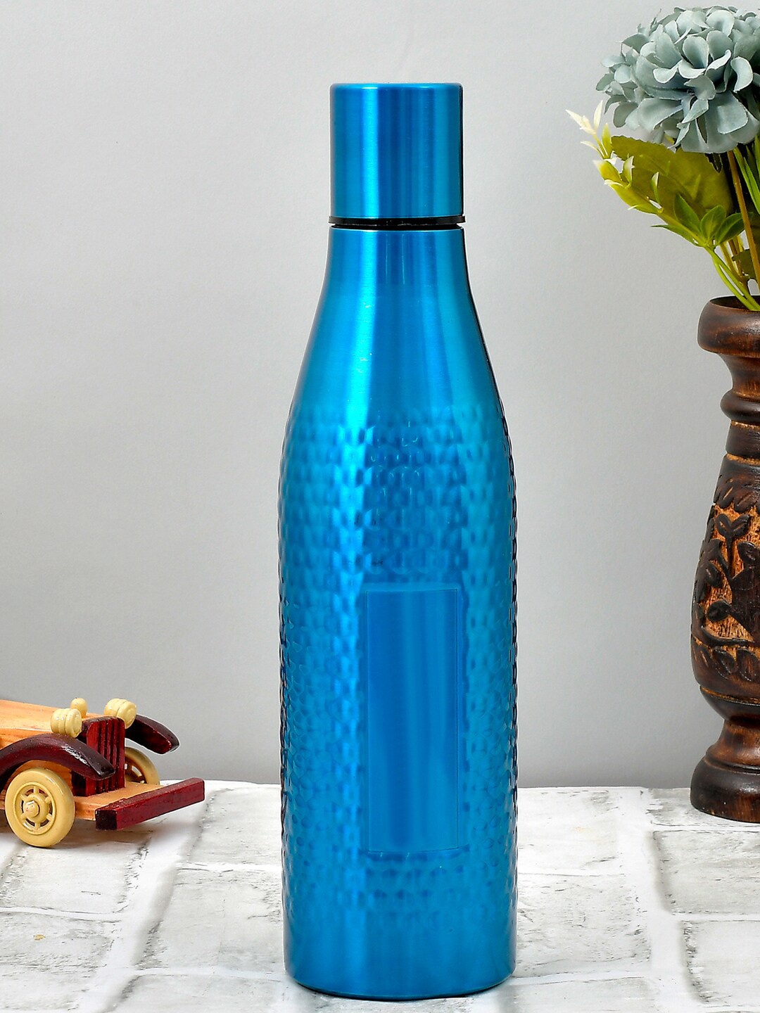 

Kuber Industries Blue Solid Smart Vaccum Stainless Steel Water Bottle
