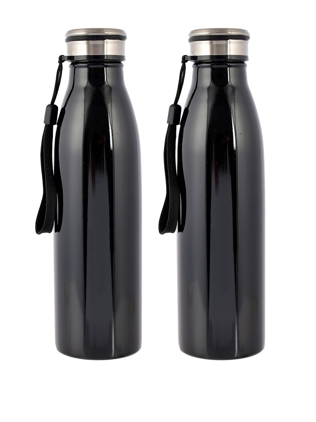 

Kuber Industries Set Of 2 & Black Solid Stainless Steel 750Ml Water Bottles