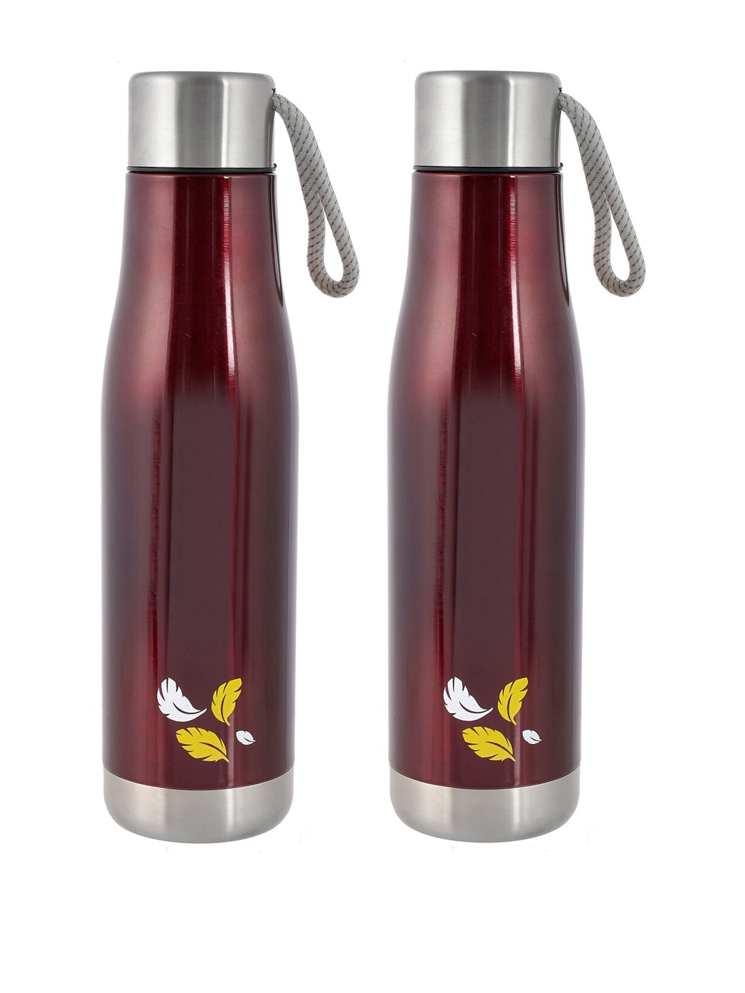 

Kuber Industries Set Of 2 Maroon Solid Stainless Smart Wall Vacuum Insulated Water Bottles