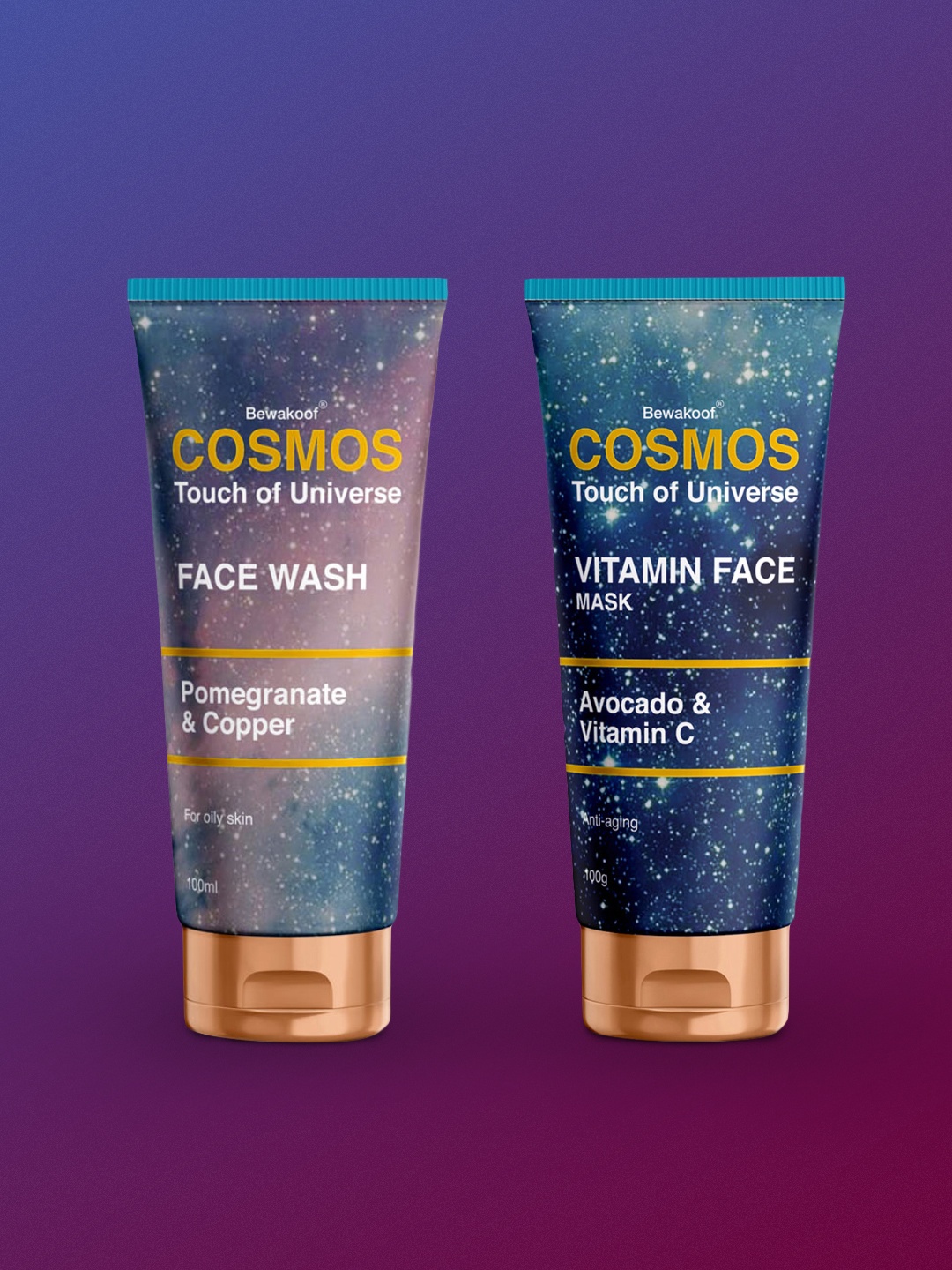 

BEWAKOOF COSMOS Set Of 2 Avocado Vitamin C Face Mask & Pomegranate Copper Face Wash, White