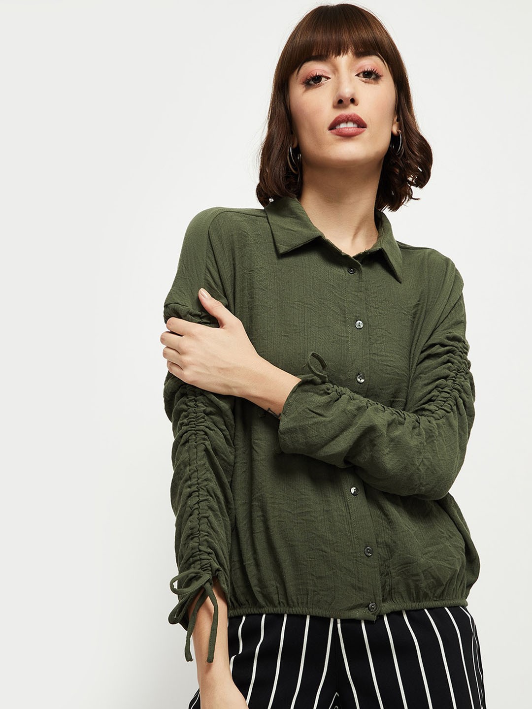

max Women Green Opaque Casual Shirt