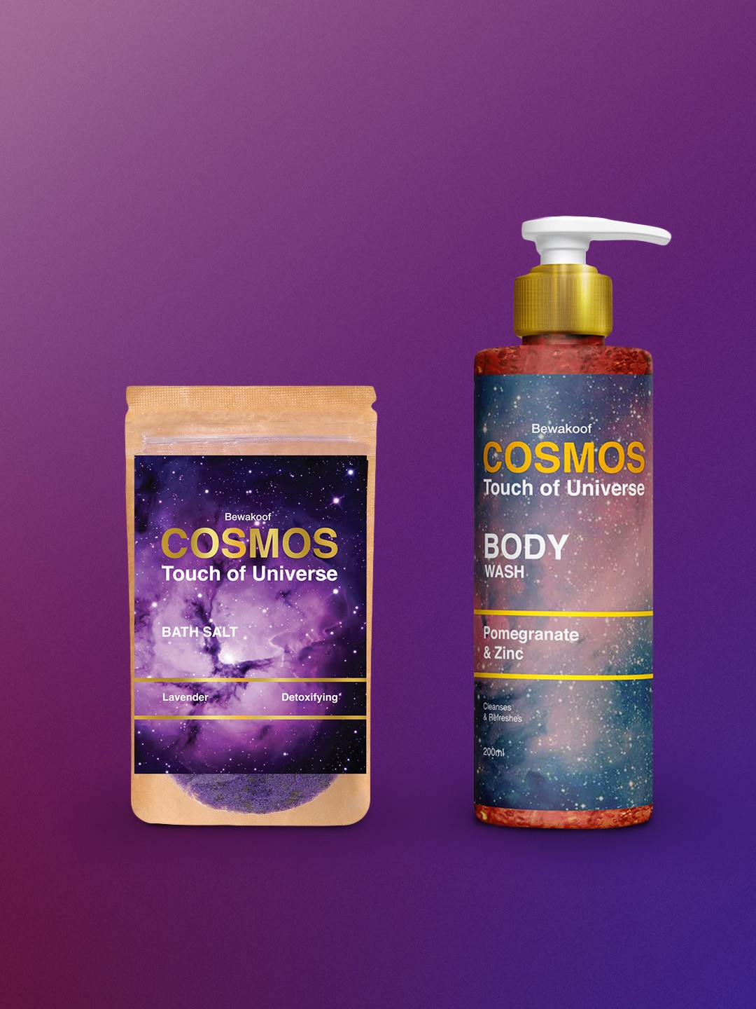 

BEWAKOOF COSMOS Set Of 2 Lavender Bath Salt & Pomegranate Zinc Body Wash, Na