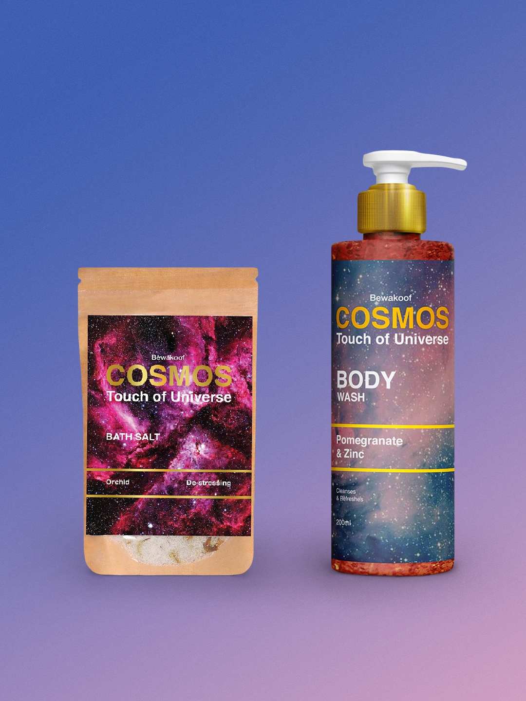 

BEWAKOOF COSMOS Set Of 2 Bath Salt & Body Wash, Pink