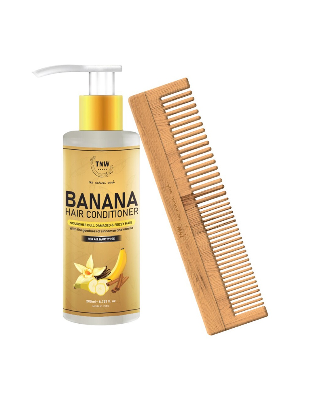 

TNW the natural wash Banana Conditioner With Neem Comb, Yellow