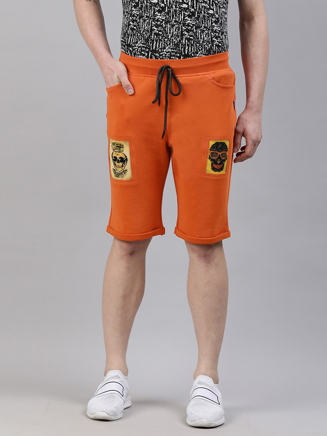 

Yuvraah Men Orange Printed Outdoor Regular Shorts