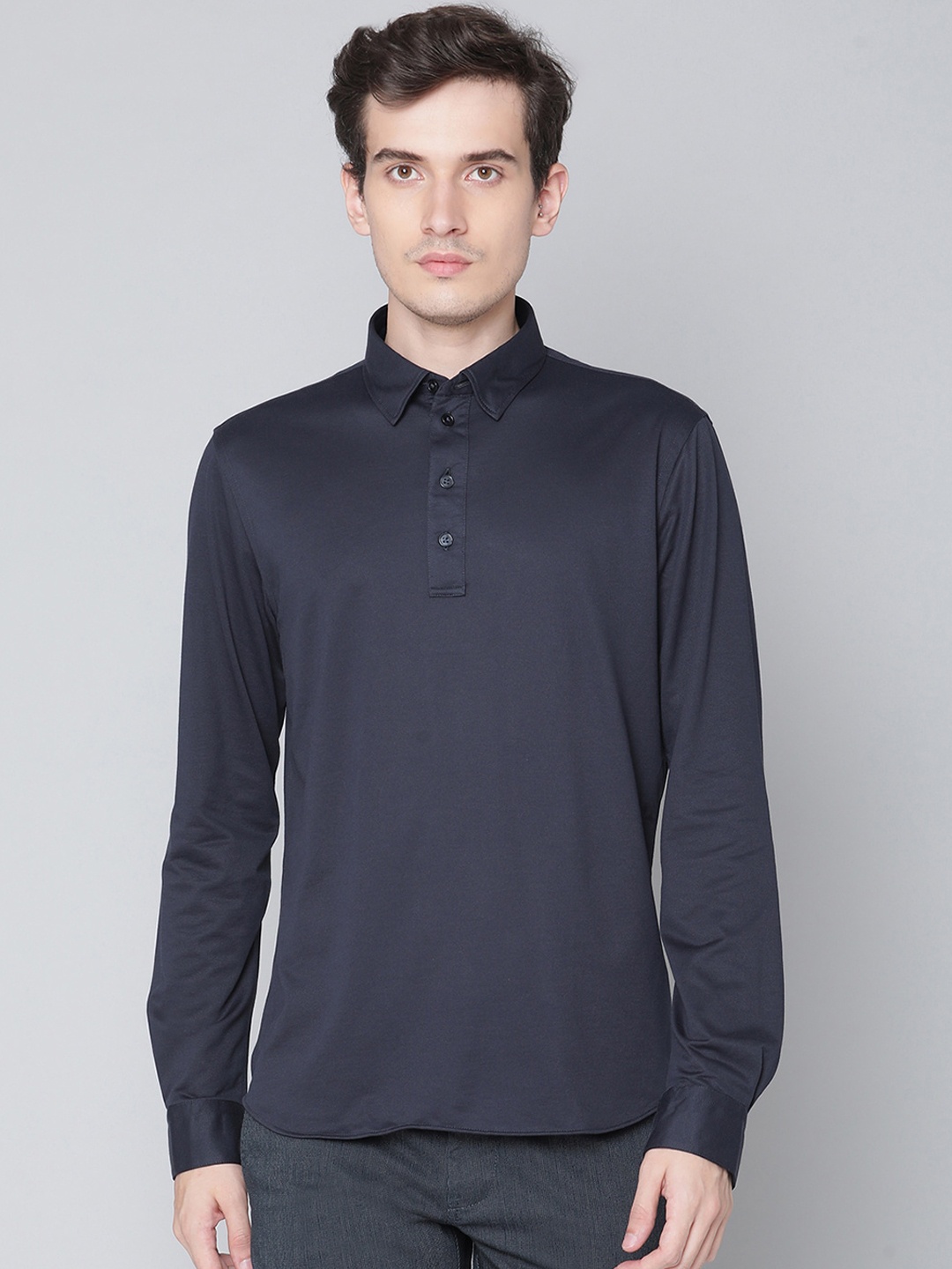 

Matinique Men Navy Blue Opaque Casual Shirt