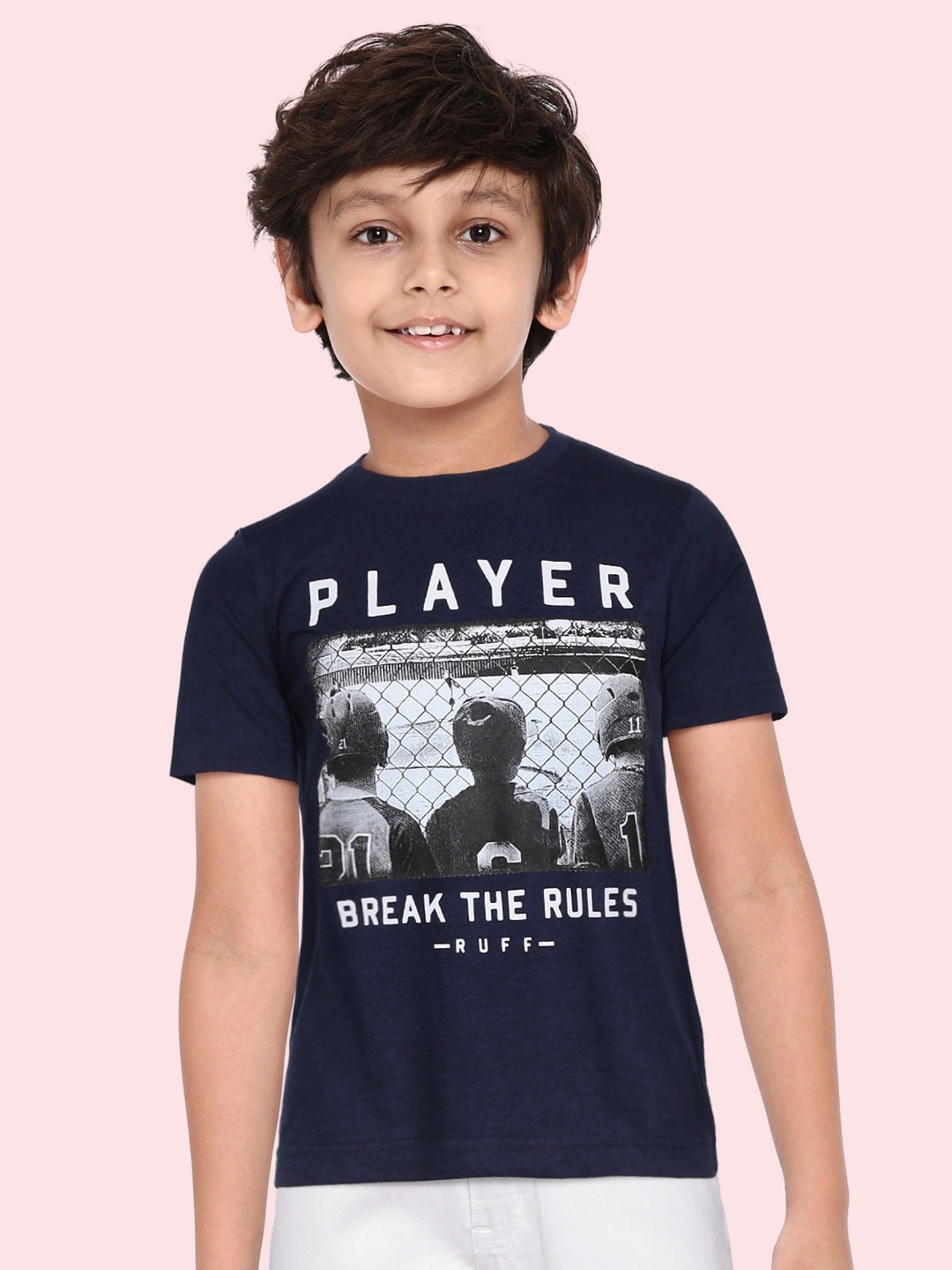 

RUFF Boys Blue Printed Slim Fit T-shirt