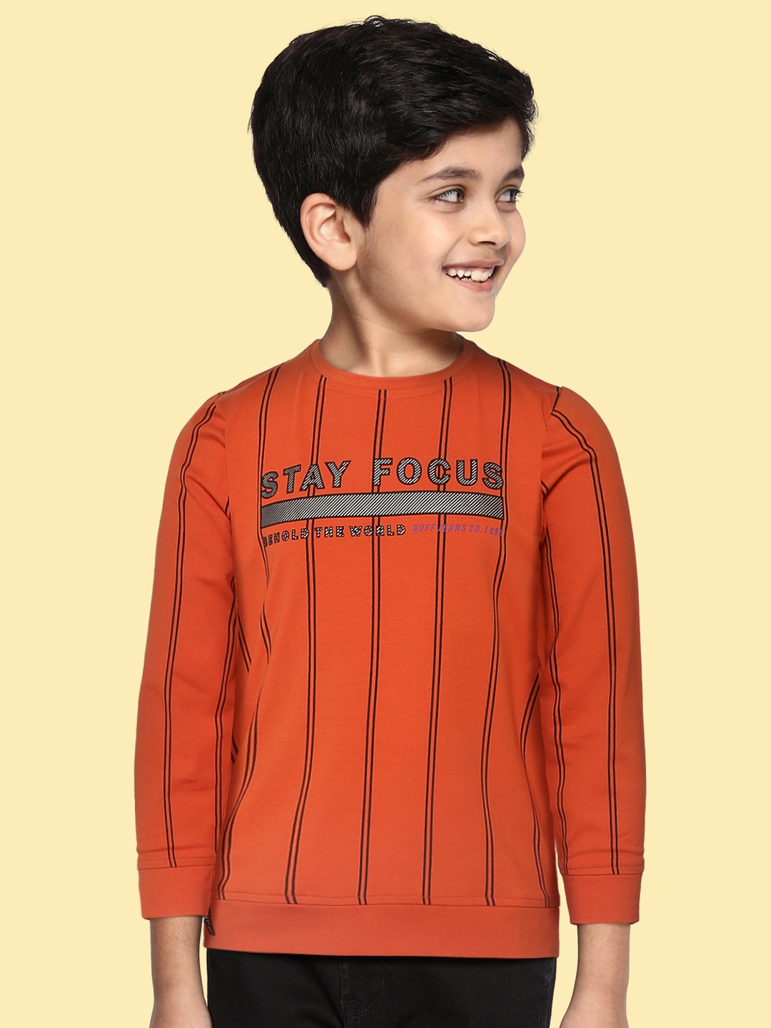 

RUFF Boys Rust Striped Slim Fit T-shirt