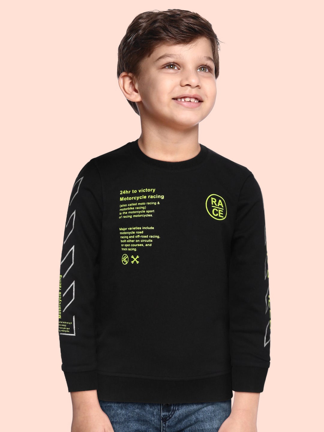 

RUFF Boys Black Typography Printed Slim Fit T-shirt