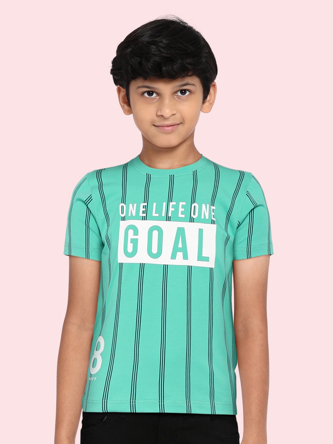 

RUFF Boys Sea Green Typography Printed Slim Fit T-shirt