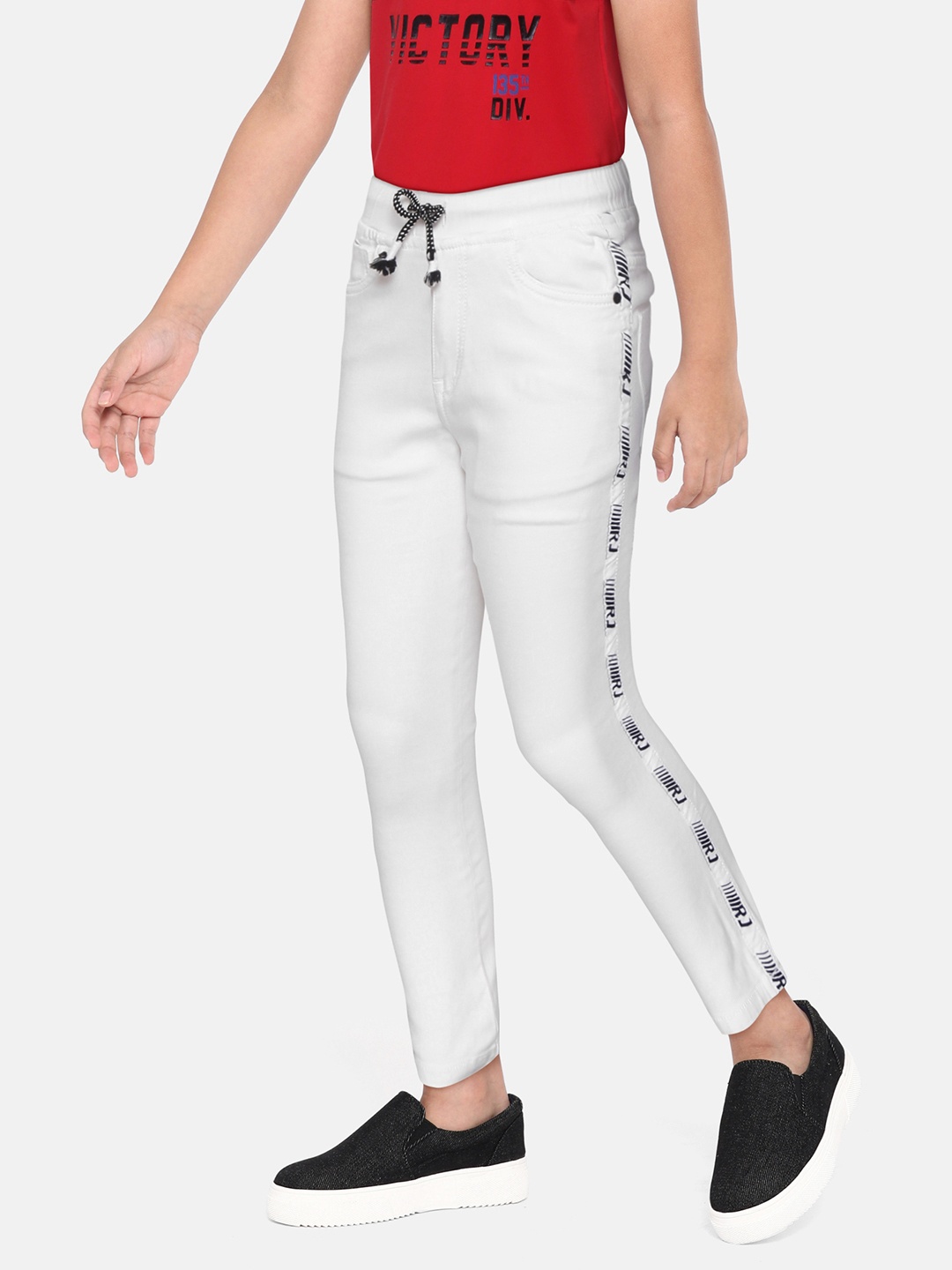 

RUFF Boys White Printed Joggers Trousers