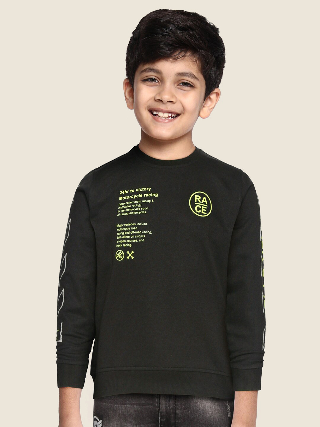 

RUFF Boys Black Typography Printed Slim Fit T-shirt