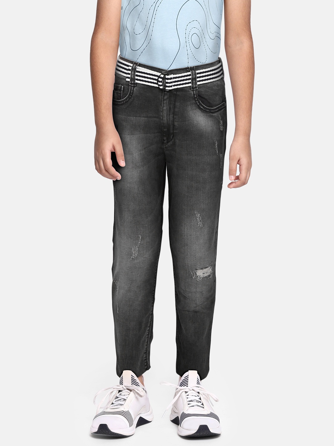 

RUFF Boys Grey Highly Distressed Light Fade Stretchable Jeans
