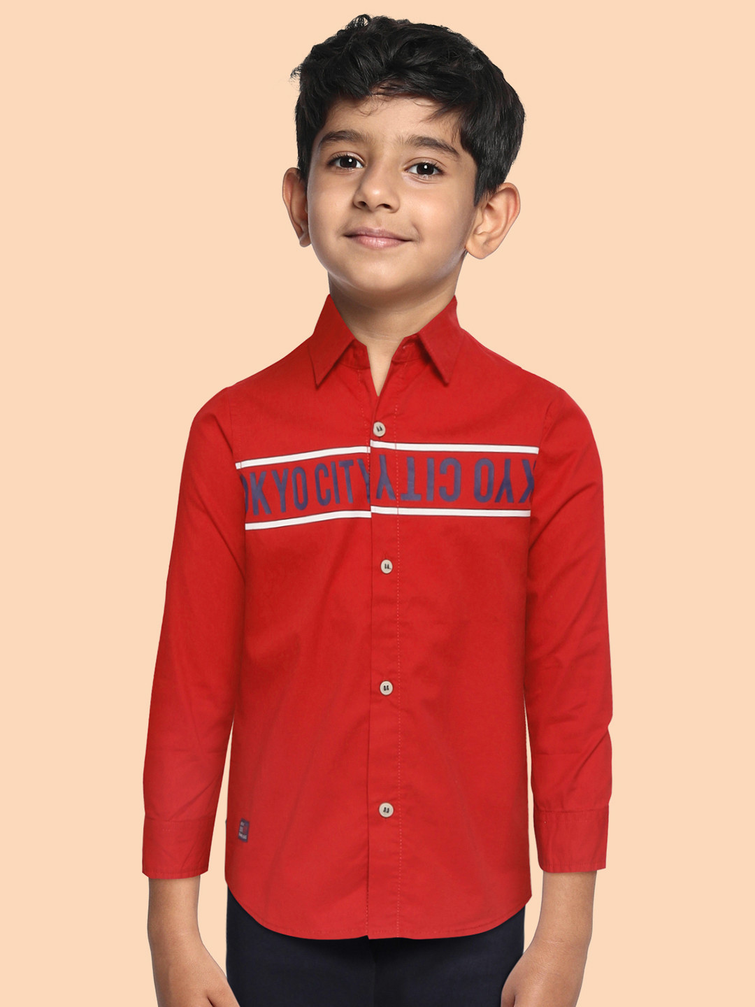 

RUFF Boys Maroon Slim Fit Opaque Printed Casual Shirt