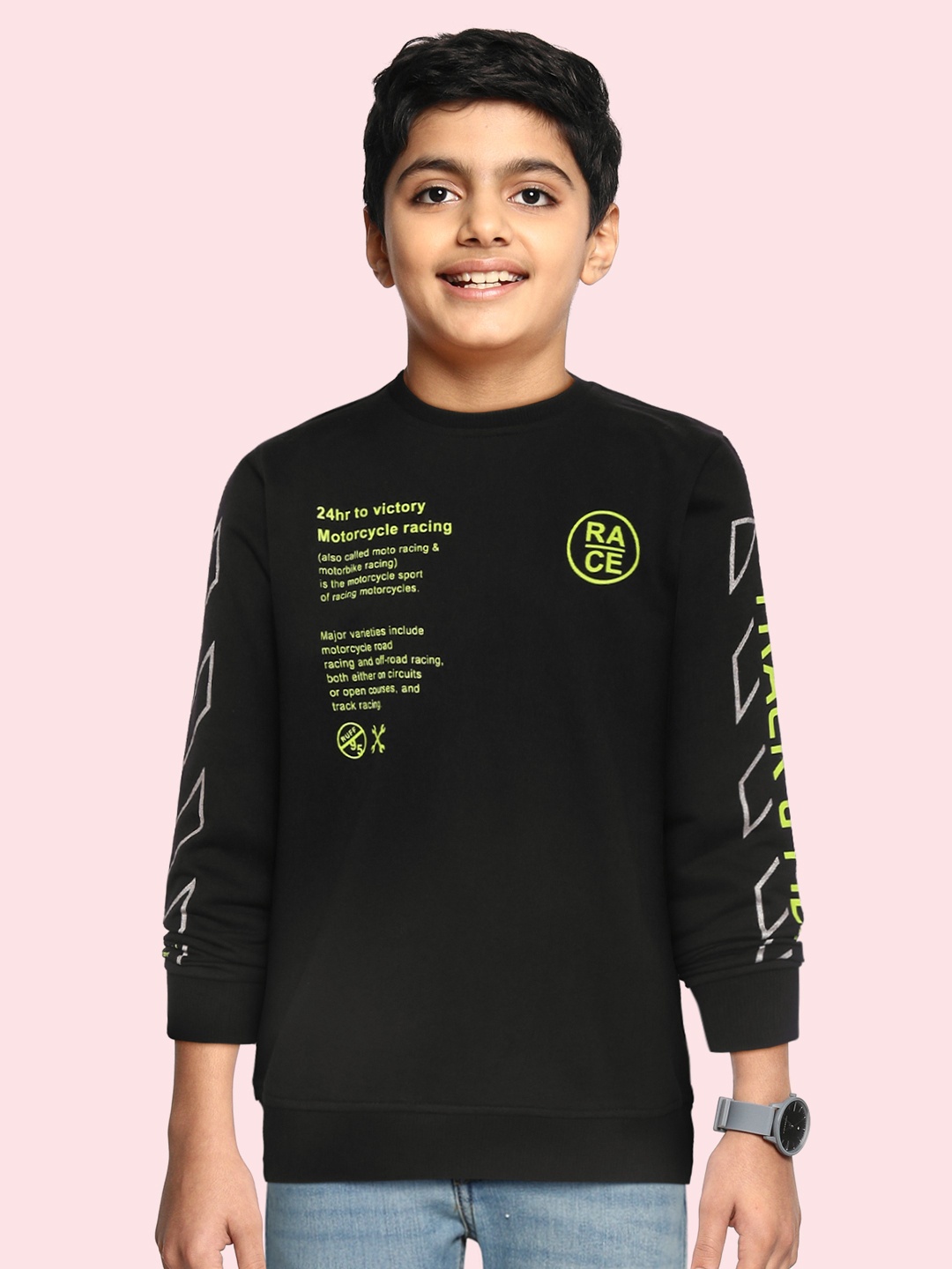 

RUFF Boys Black Typography Printed Slim Fit T-shirt