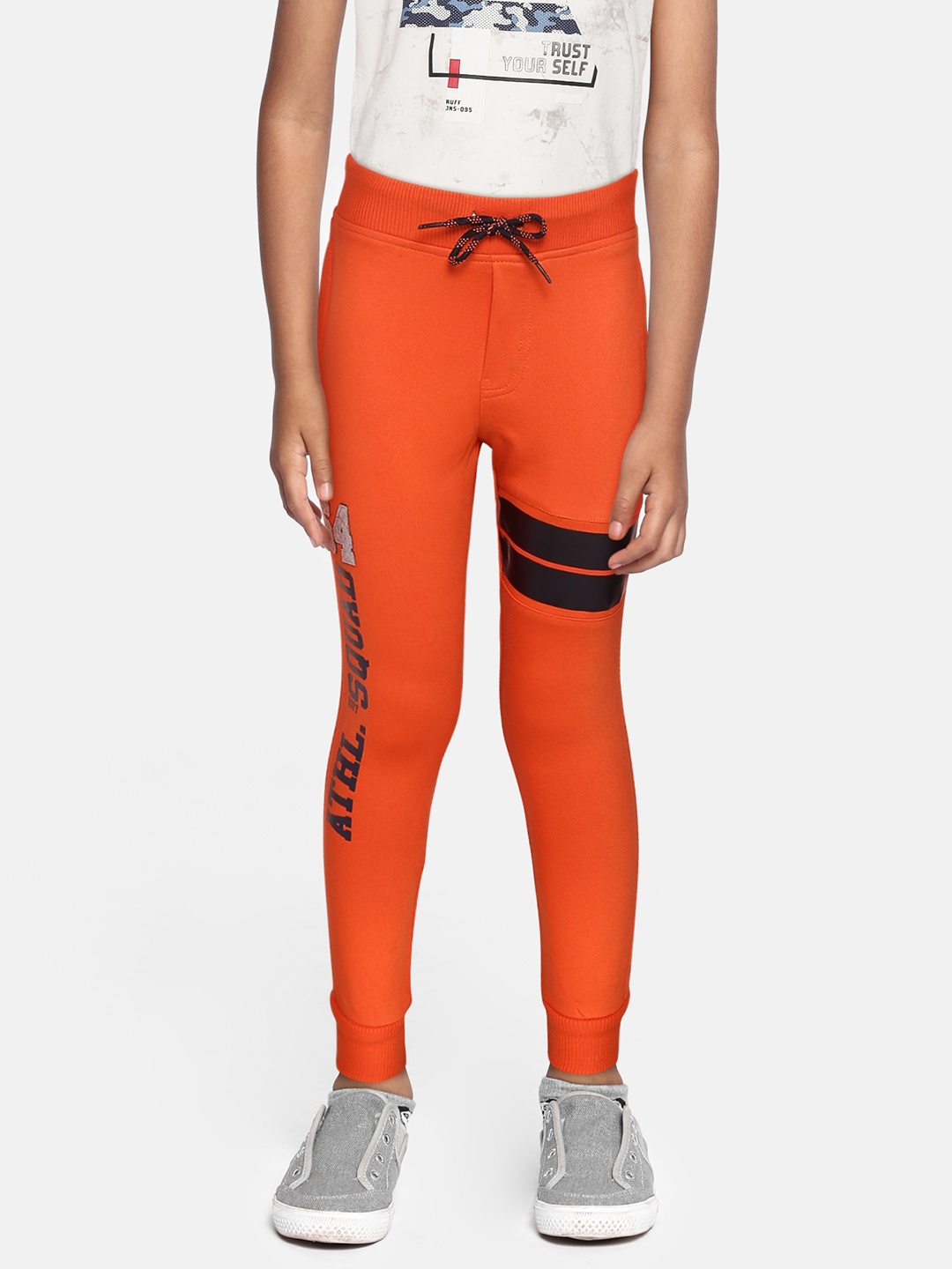 

RUFF Boys Orange Cotton Regular Fit Joggers