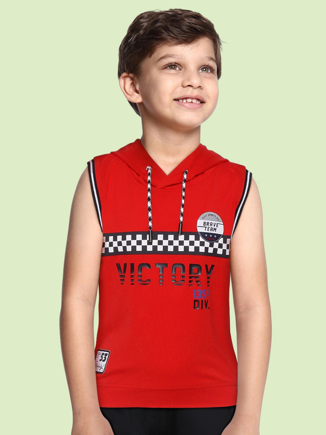 

RUFF Boys Red Typography Printed Slim Fit T-shirt