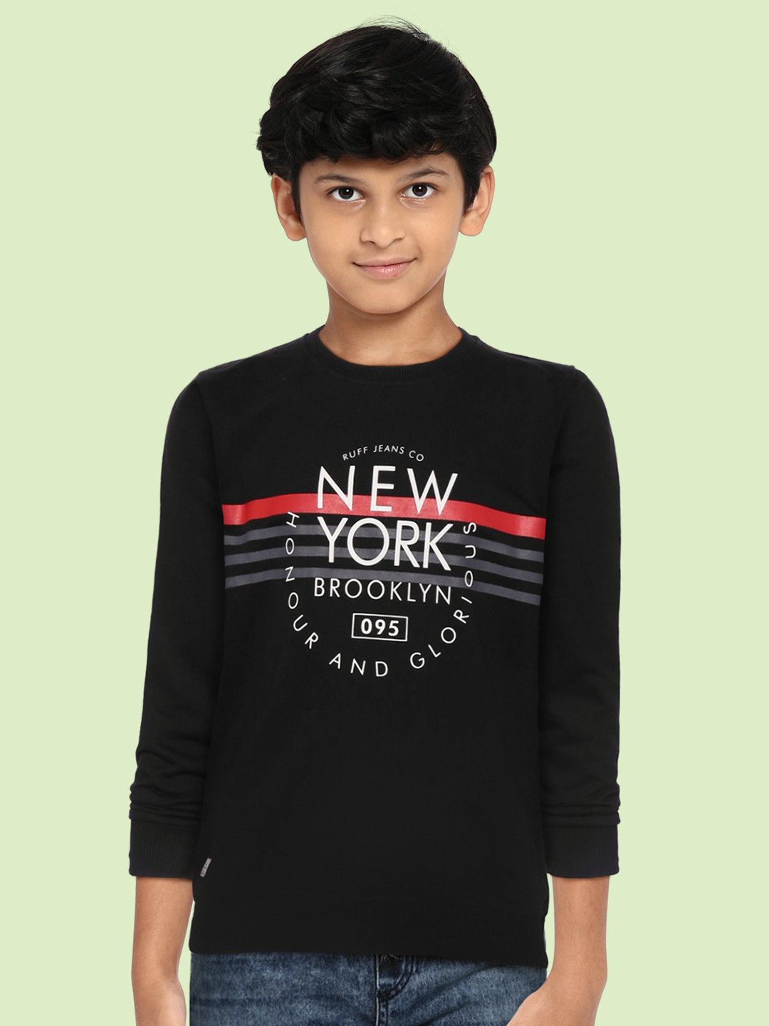 

RUFF Boys Black Typography Printed Slim Fit T-shirt