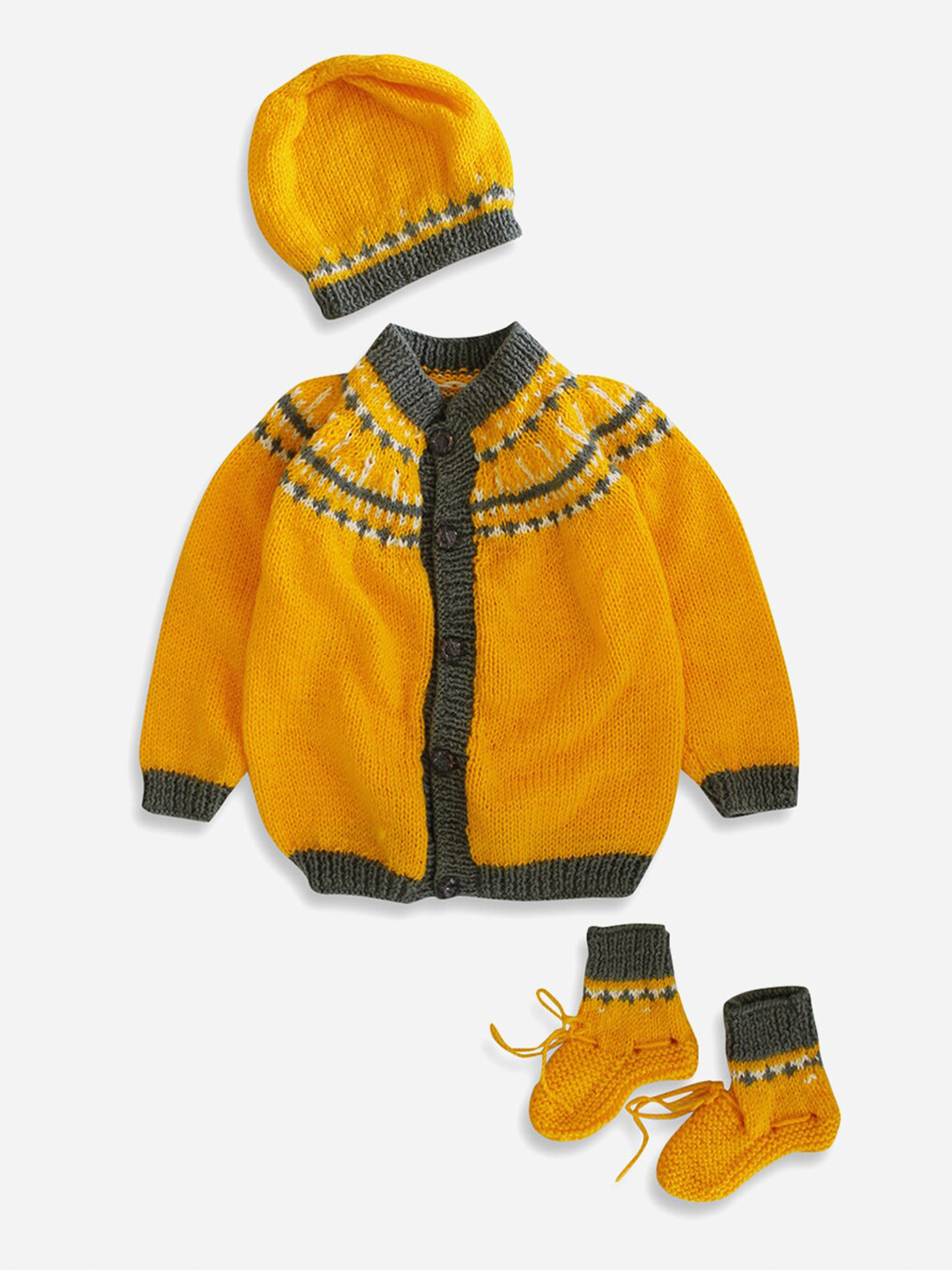 

Woonie Infant Girls Orange & Green Handmade Cardigan