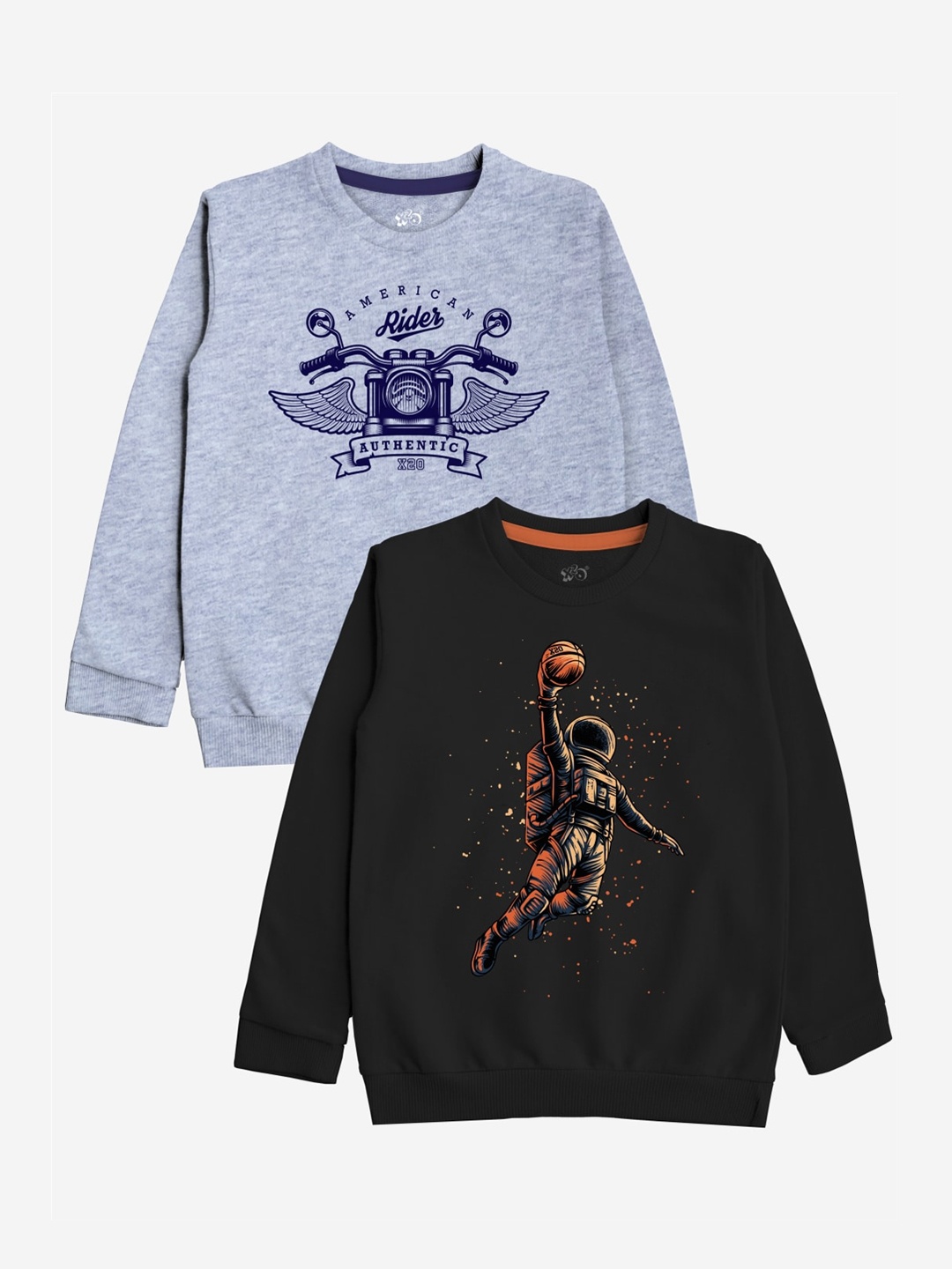 

x2o Unisex Kids Blue & Black Set Of 2 Printed Sweatshirts