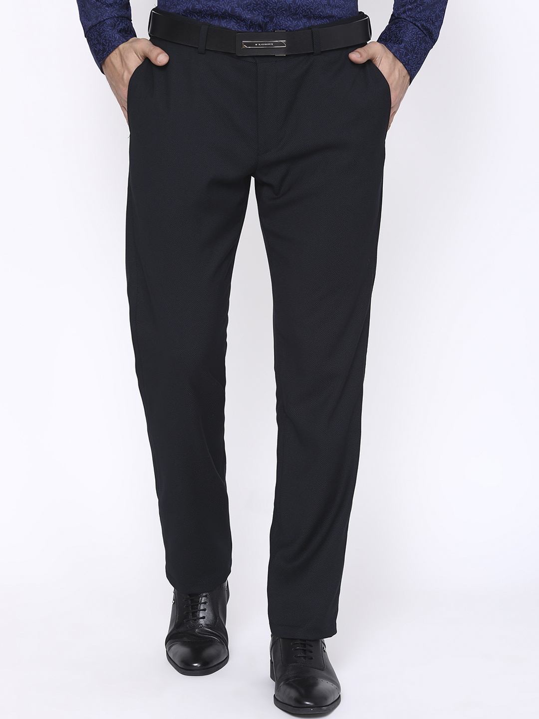 

Blackberrys Men Charcoal B-95 Slim Fit Formal Trousers