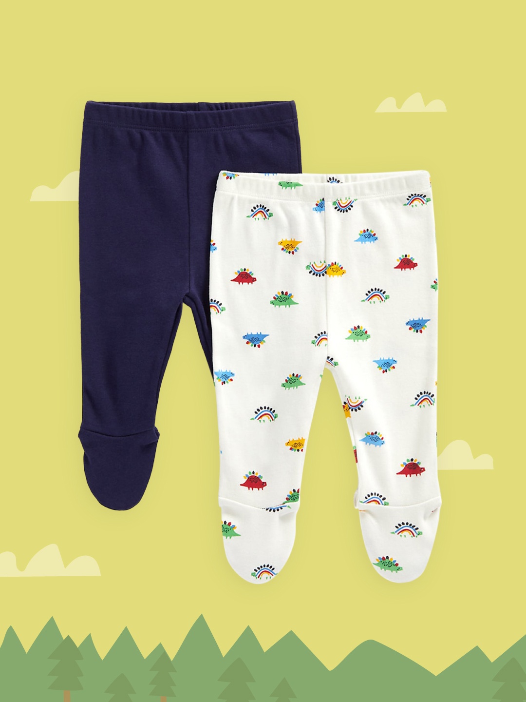 

mothercare Infant Girls Pack of 2 Pure Cotton Leggings, Navy blue