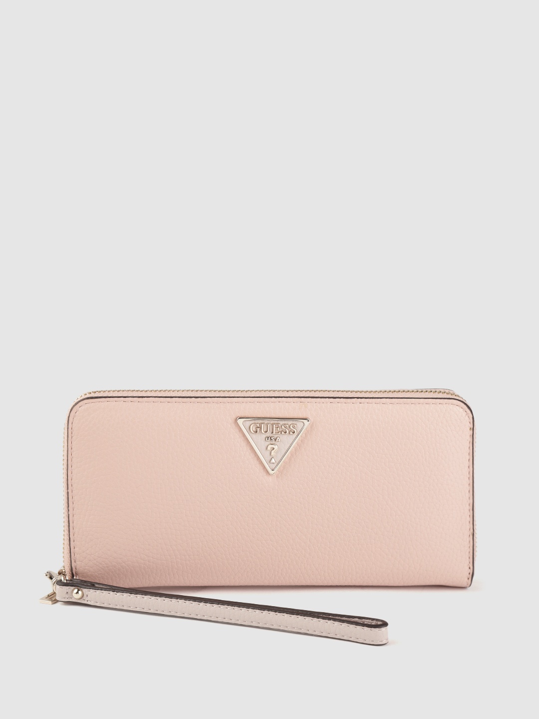 

GUESS Women Pink & Brown Colourblocked PU Zip Around Wallet